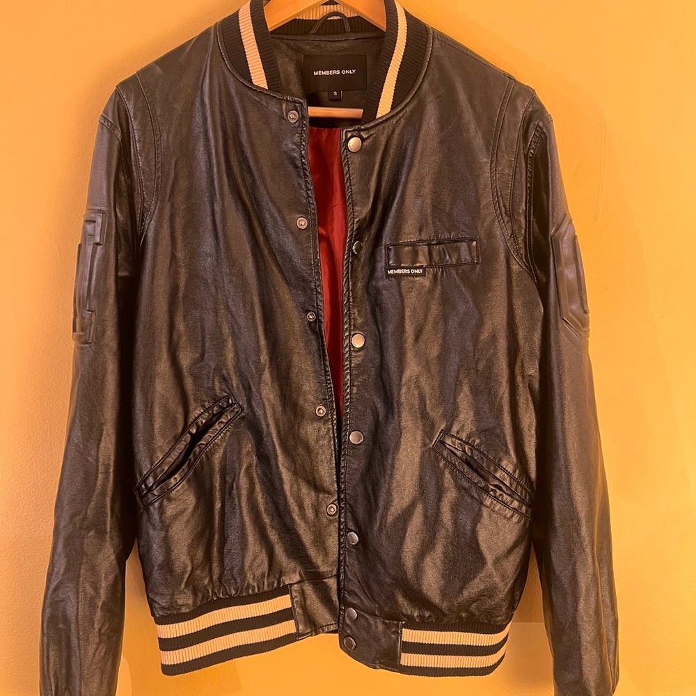 Men’s Vintage Members Only Bleeker Faux Leather Varsity Jacket Size Small